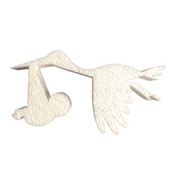 Décoration de baptême en polystyrène expansé Stork 10,5 cm de haut