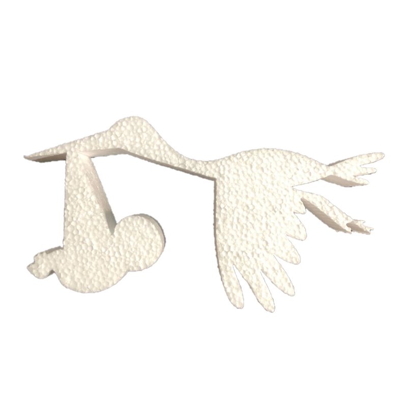 Décoration de baptême en polystyrène expansé Stork 10,5 cm de haut Décoration de baptême en polystyrène expansé Stork 10,5 cm de haut