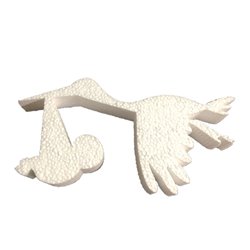 Décoration de baptême en polystyrène expansé Stork 10,5 cm de haut