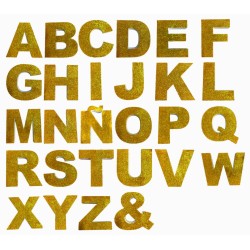 Letras de corcho con acabado en purpurina de color oro