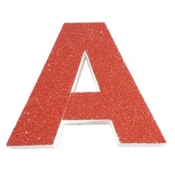 Letras 20cm de poliestireno con acabado en purpurina de color rojo