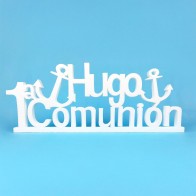 Letrero 1a Comunión con nombre personalizado y anclas para decoración de comuniones - 0701