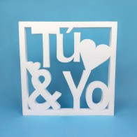 Cadre "Tú & Yo" en polystyrène – Décoration pour mariage et Saint-Valentin
