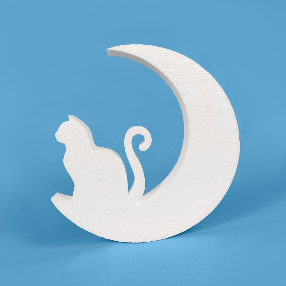 Gatto sulla luna in polistirolo da dipingere e decorare