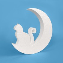 Gato en la luna de poliestireno para decorar - Halloween