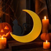 Chat sur la lune en polystyrène pour Halloween et décoration fantastique