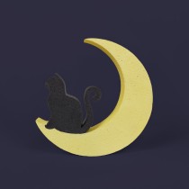 Gato sobre la luna de poliestireno para Halloween y decoración fantástica