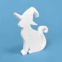 Gato con sombrero de bruja de poliestireno para Halloween