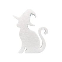 Katze mit Hexenhut aus Styropor für Halloween-Dekoration und Basteln