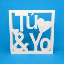 Cadre "Tú & Yo" en polystyrène – Décoration pour mariage et Saint-Valentin