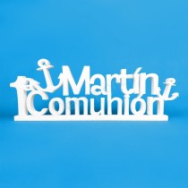 Letrero 1a Comunión con nombre personalizado y anclas para decoración de comuniones - 0701