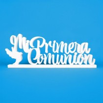 Letrero Mi Primera Comunión con paloma para decoración de comuniones - 0700