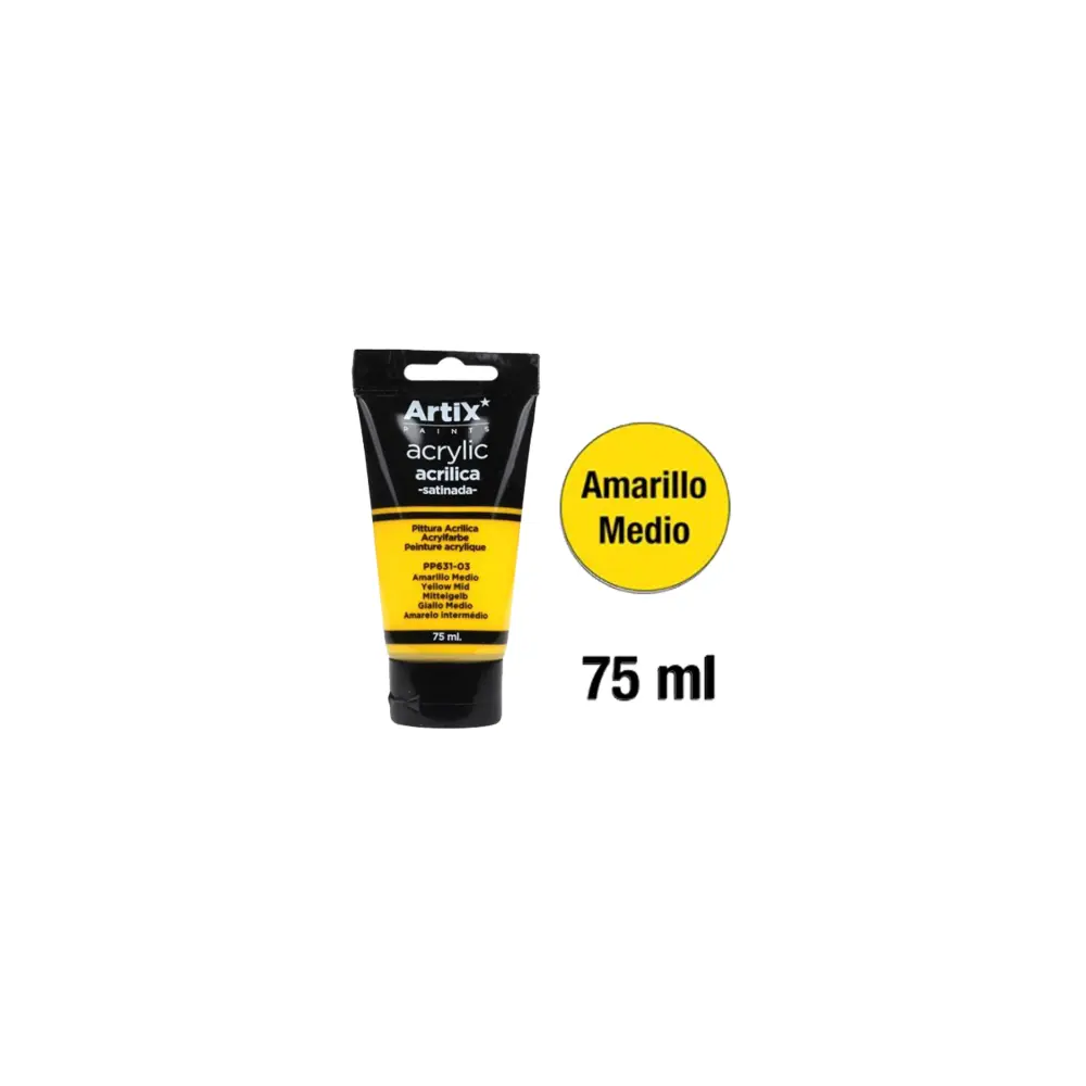 Amarillo Medio – Pintura acrílica satinada 75 ml para poliestireno