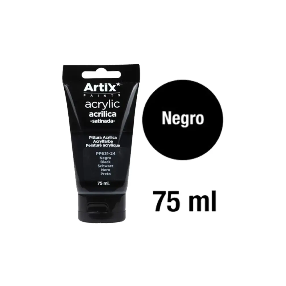 Noir – Peinture acrylique satinée 75 ml pour polystyrène