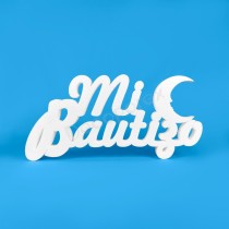 Letrero Mi Bautizo con Luna 48x23 cm poliestireno