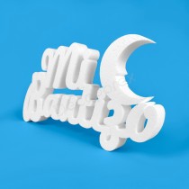 Letrero Mi Bautizo con Luna 48x23 cm poliestireno