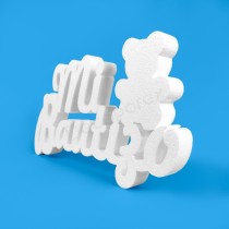 Letrero Mi Bautizo con Osito 48x23 cm poliestireno