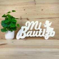 Letrero Mi Bautizo con Ángel 48x23 cm poliestireno