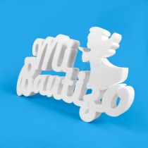 Letrero Mi Bautizo con Ángel 48x23 cm poliestireno