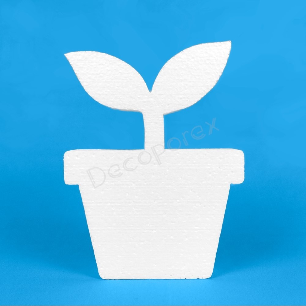Polystyrene plant sprout in pot for decoration