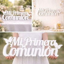 Lettrage Ma Première Communion papillons 75 cm