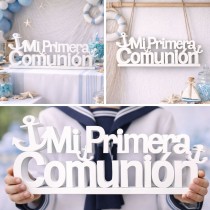 Letrero "Mi Primera Comunión" con anclas – Porexpán