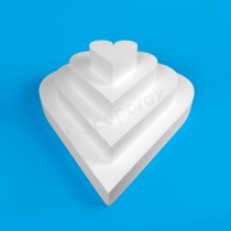 Polystyrene cake base heart 4 tiers for weddings, romantic dessert tables and decorative dummy cakes