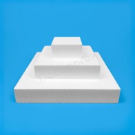Polystyrene cake base square 3 tiers for structured displays, presentation tables and elegant decoration