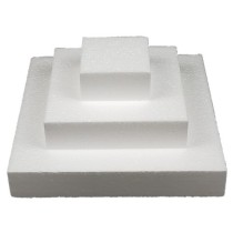 Polystyrene cake base square 3 tiers for structured displays, presentation tables and elegant decoration