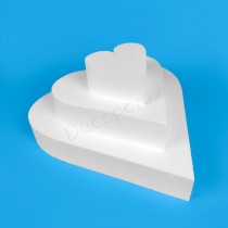 Polystyrene cake base heart 3 tiers for communions, delicate celebrations and lightweight decoration