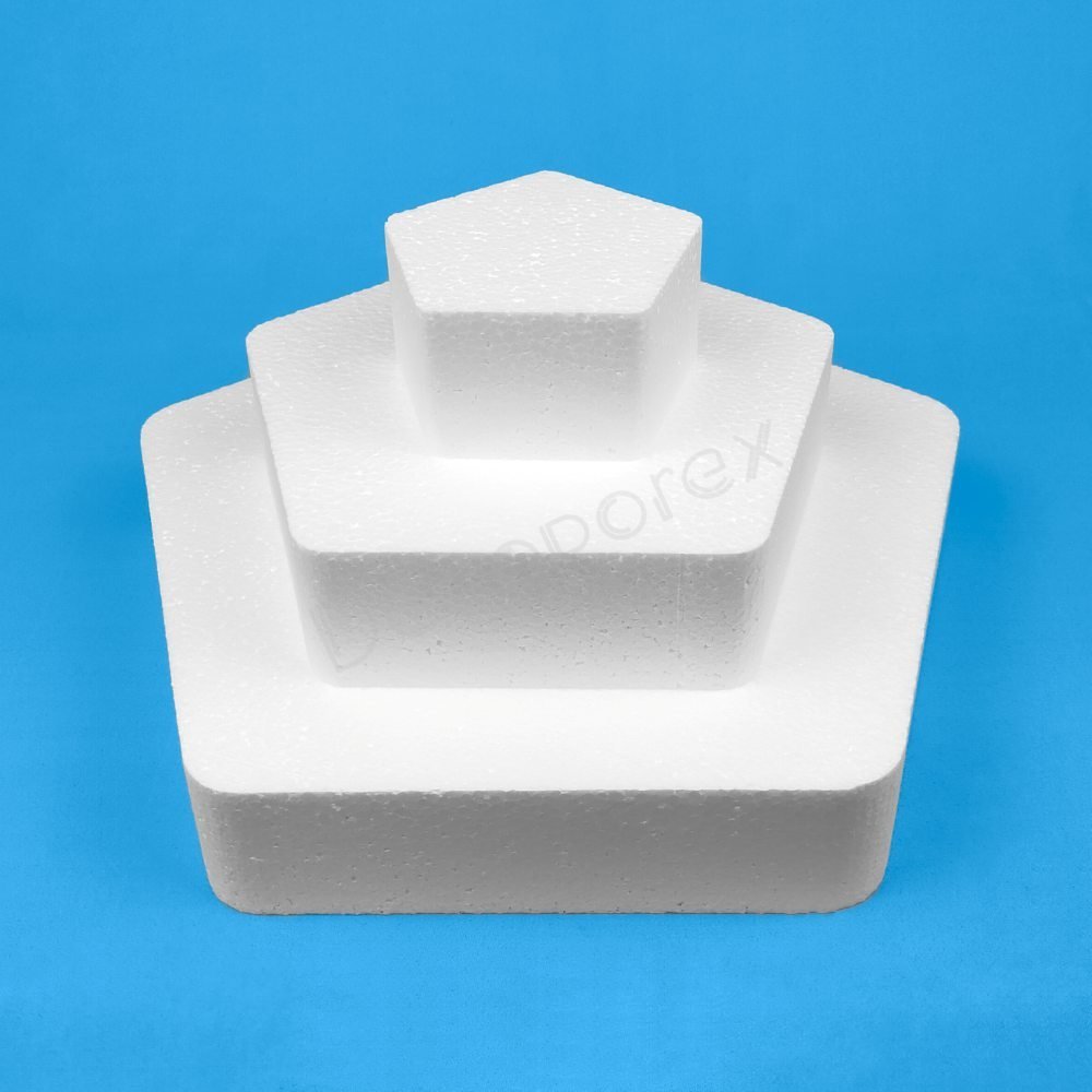 Polystyrene cake base kit – Pentagonal, 3 tiers, for geometric setu...