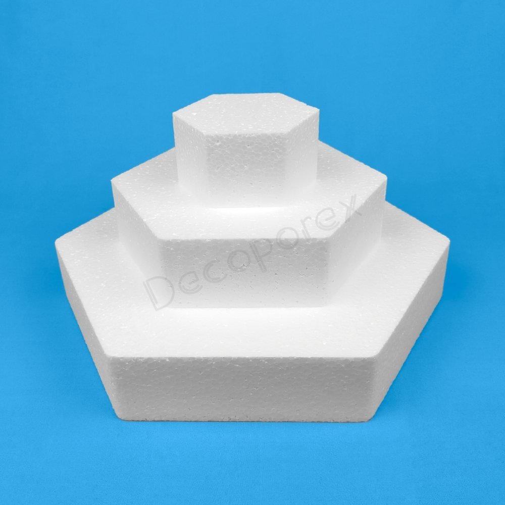 Polystyrene cake base kit – Hexagonal, 3 tiers, for modern composit...