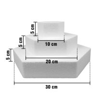 Polystyrene cake base kit – Hexagonal, 3 tiers, for modern composit...