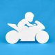 Silueta de moto con piloto en poliestireno para decoración motera