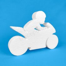 Sagoma di moto con pilota in polistirolo per decorazioni motociclistiche
