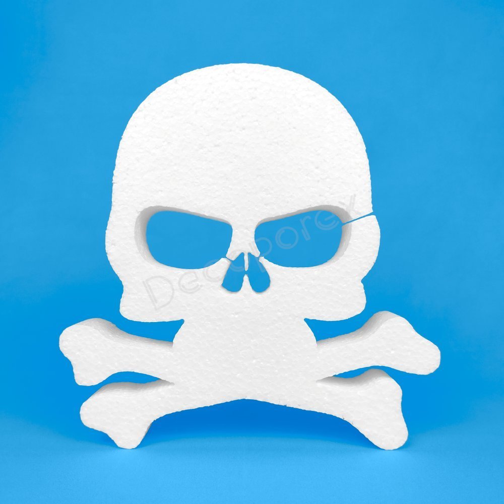 Polystyrene skull and crossbones for Halloween and pirate decorations