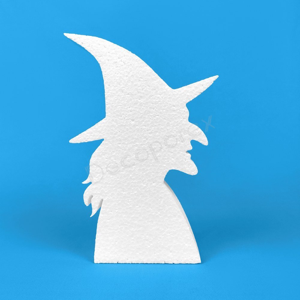Cabeza de bruja de poliestireno para Halloween, fiestas y decoración