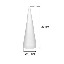 Cône en polystyrène 30x10 cm pointe plate | EPS