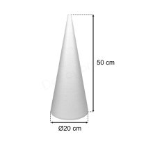 Cône en polystyrène 50x20 cm pointe plate | EPS